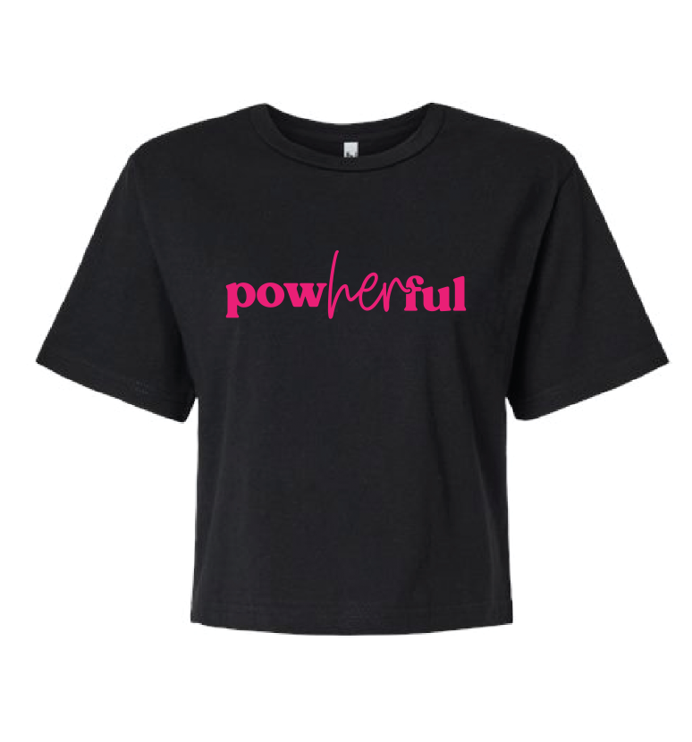 PowHERful Black Crop Tee