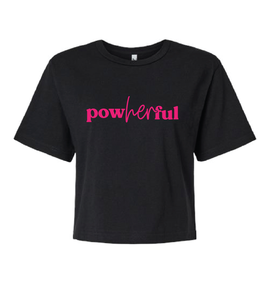 PowHERful Black Crop Tee