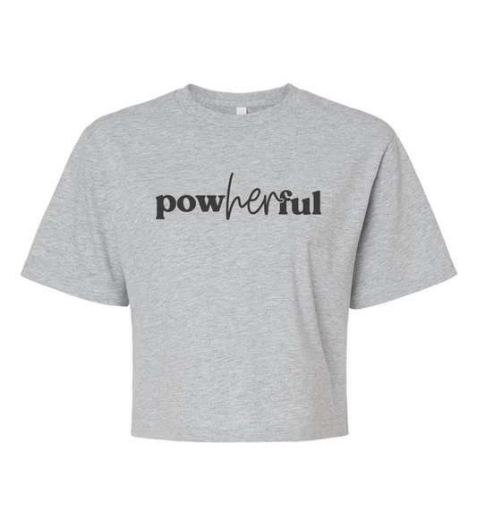 PowHERful Gray Crop Tee