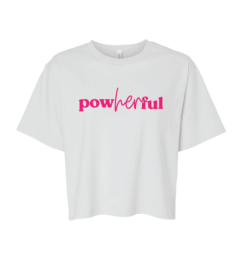 PowHERful White Crop Tee