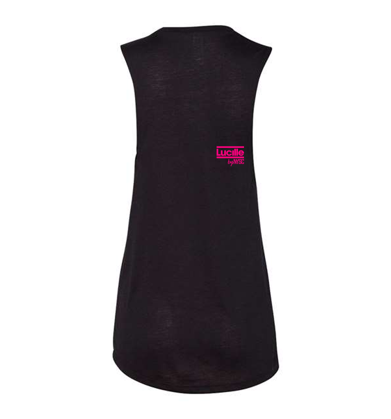 Yes She Can Black Flowy Muscle Tank